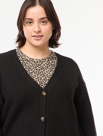 Gilet cardigan en maille côtelée