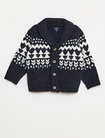 Gilet col chale jacquard