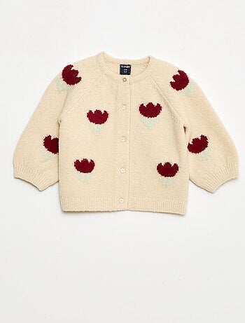 Gilet col rond à fleur