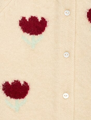 Gilet col rond à fleur