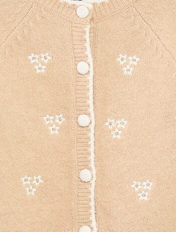 Gilet col rond avec fleurs brodées