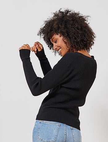 Gilet côtelé avec gros boutons - Kiabi