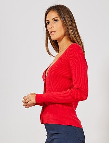 Gilet côtelé avec gros boutons - Kiabi