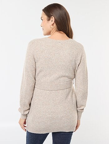 Gilet de maternité long et ceinturé