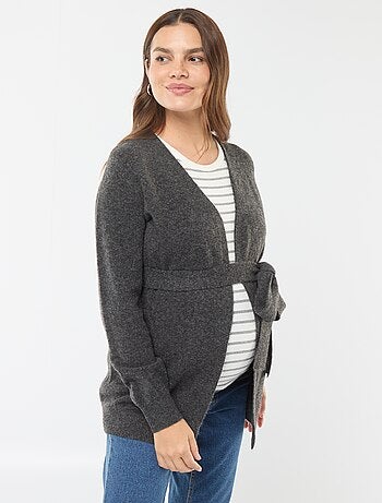Gilet de maternité long et ceinturé