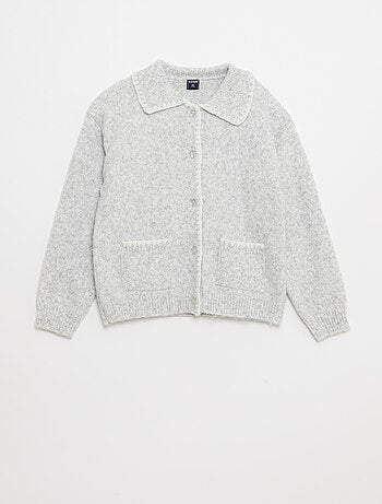 Gilet en maille avec ouverture boutonnée et poches plaquées