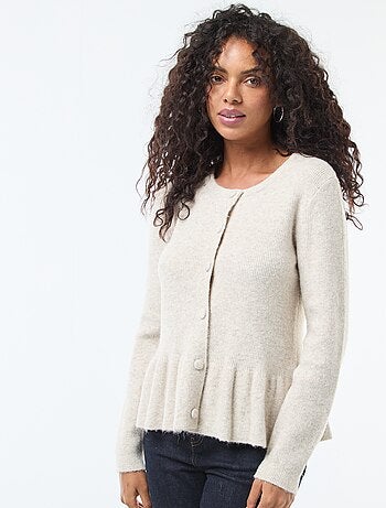 Gilet en maille fine jauge à base volantée