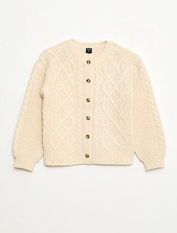 Gilet en maille torsadée avec ouverture boutonnée