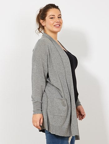 Gilet long 2 poches en maille fine - Kiabi