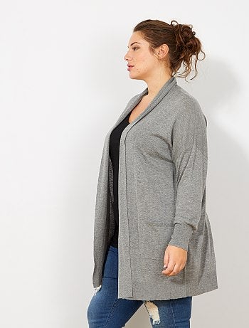 Gilet long 2 poches en maille fine - Kiabi