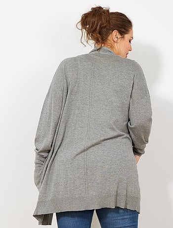 Gilet long 2 poches en maille fine - Kiabi