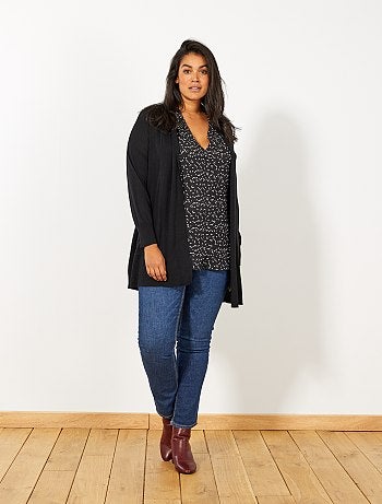 Gilet long 2 poches en maille fine - Kiabi