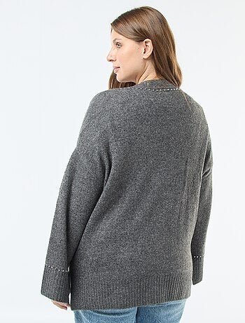 Gilet long boutonné 'Only Carmakoma' avec clous fantaisies