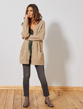 Gilet long en maille mousseuse - Kiabi