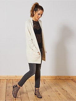 Gilet long en maille mousseuse - Kiabi