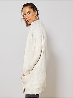 Gilet long en maille mousseuse - Kiabi