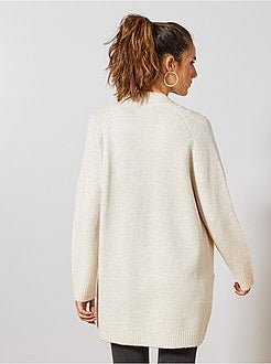 Gilet long en maille mousseuse - Kiabi