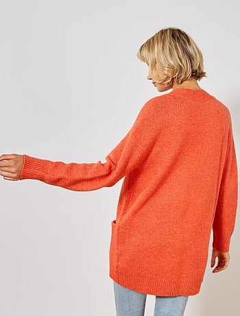 Gilet long en maille mousseuse - Kiabi