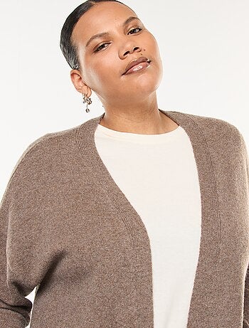 Gilet long en maille tricot avec 2 poches