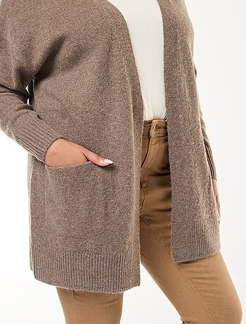 Gilet long en maille tricot avec 2 poches