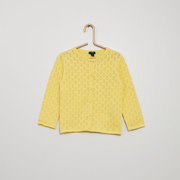Gilet Maille Ajouree Bebe Fille Jaune Doux Kiabi 6 30