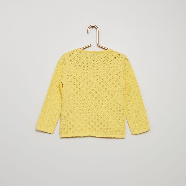Gilet Maille Ajouree Bebe Fille Jaune Doux Kiabi 6 30