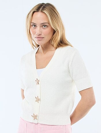 Gilet manches courtes à boutons fantaisies