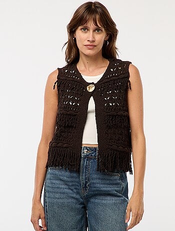 Gilet sans manches à franges