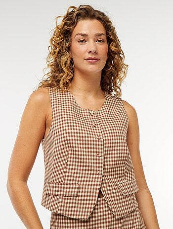 Gilet sans manches carreaux vichy