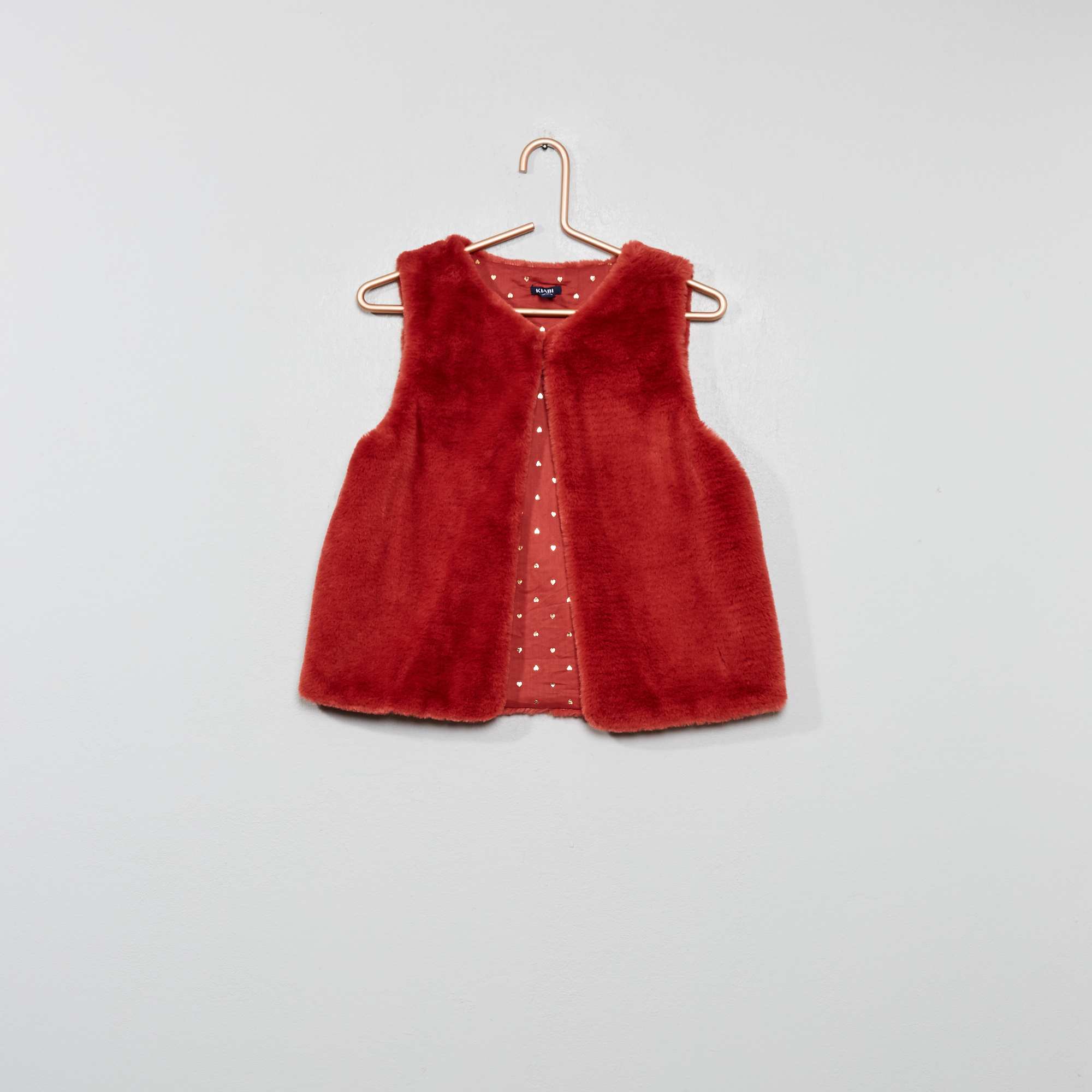 Gilet sans manches en fausse fourrure Fille - rouge brique ...