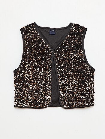 Gilet sans manches en velours avec sequins