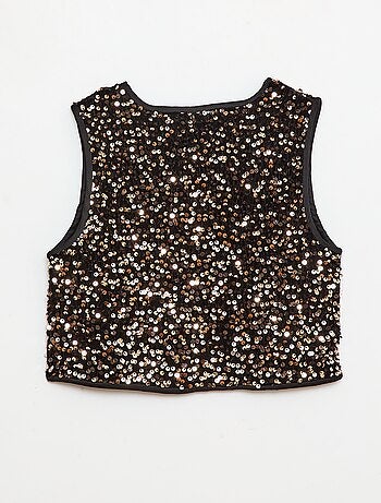 Gilet sans manches en velours avec sequins