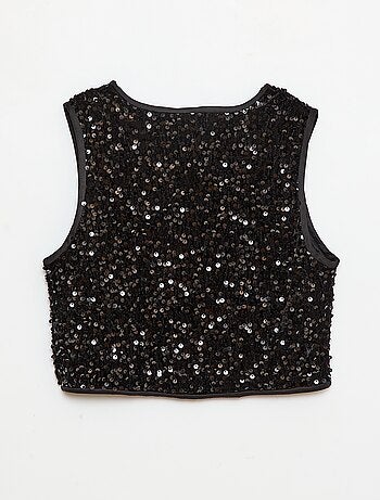 Gilet sans manches en velours avec sequins