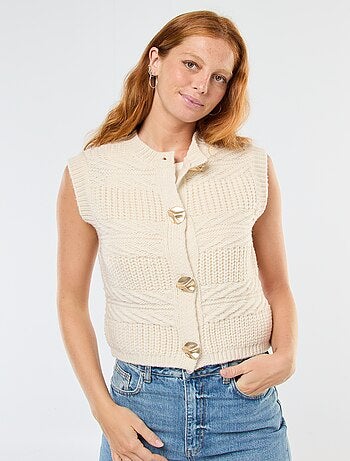 Gilet sans manches maille torsadée