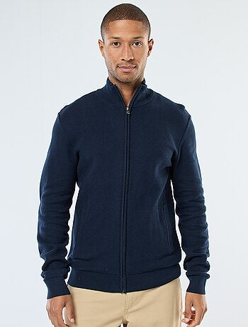 Gilet uni en maille avec 2 poches et col montant