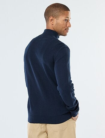 Gilet uni en maille avec 2 poches et col montant