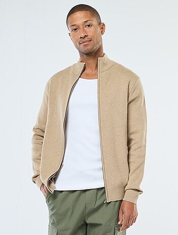 Gilet uni zippé avec col montant