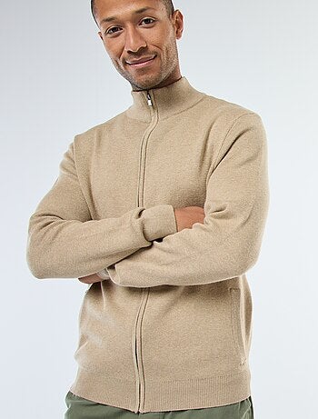 Gilet uni zippé avec col montant