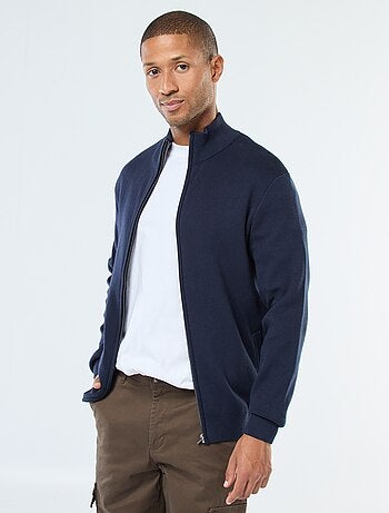 Gilet uni zippé avec col montant