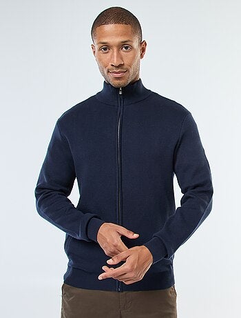 Gilet uni zippé avec col montant