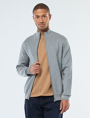 Gilet uni zippé avec col montant