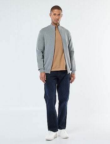 Gilet uni zippé avec col montant