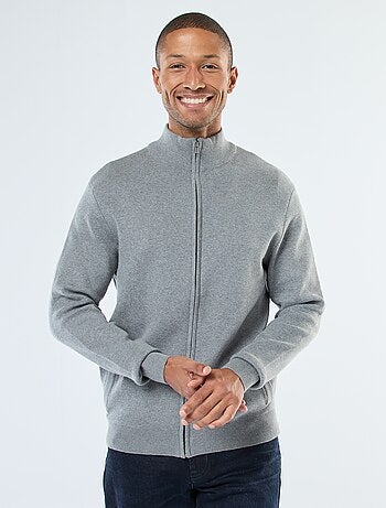 Gilet uni zippé avec col montant