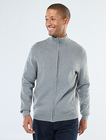 Gilet uni zippé avec col montant