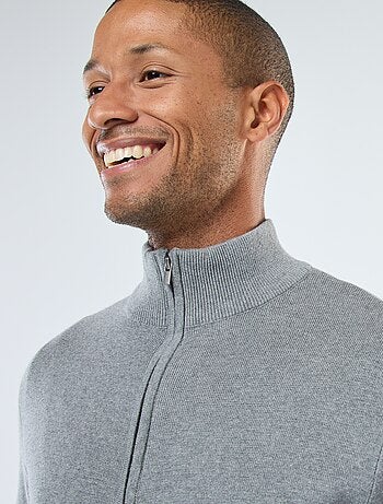 Gilet uni zippé avec col montant