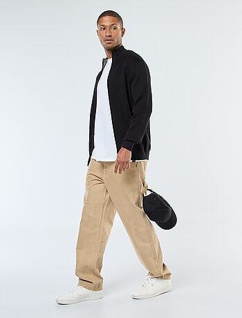 Gilet uni zippé avec col montant