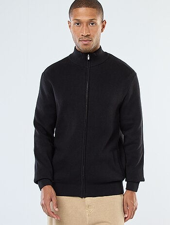 Gilet uni zippé avec col montant