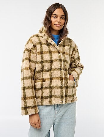 Gilet zippé à col montant effet moutonné