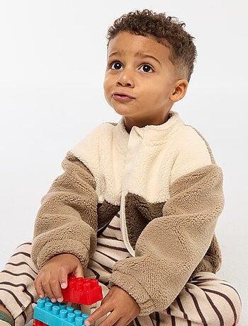 Gilet zippé col montant effet moutonné