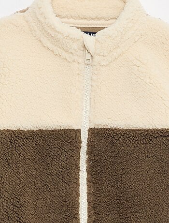 Gilet zippé col montant effet moutonné